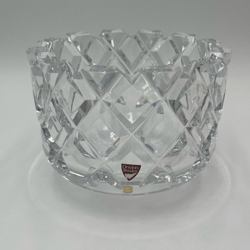 Orrefors Sweden Crystal Bowl with Original Label Signed Bottom
